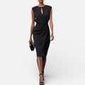 Damen Midikleid mit Drapierung und ärmellosem Design