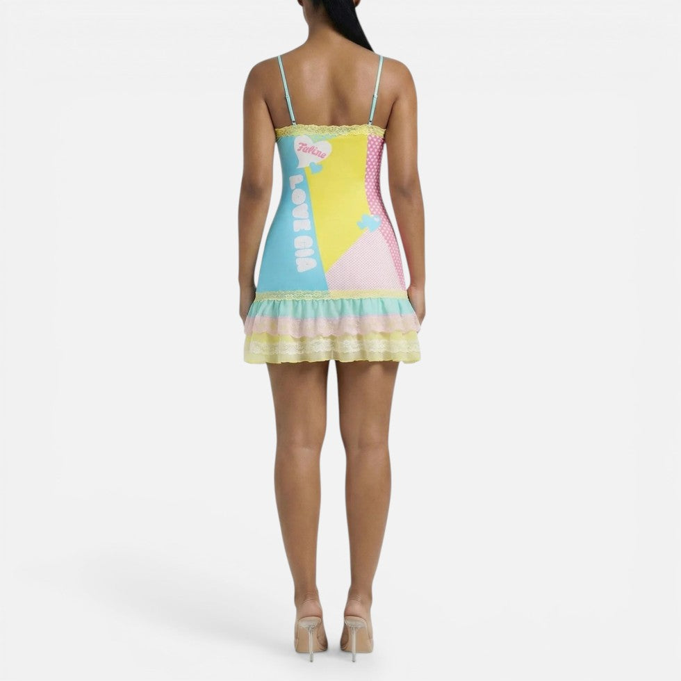 Yvonne | Damen Minikleid Print Spaghettiträger – Bedrucktes Mini Kleid Sommer 2026