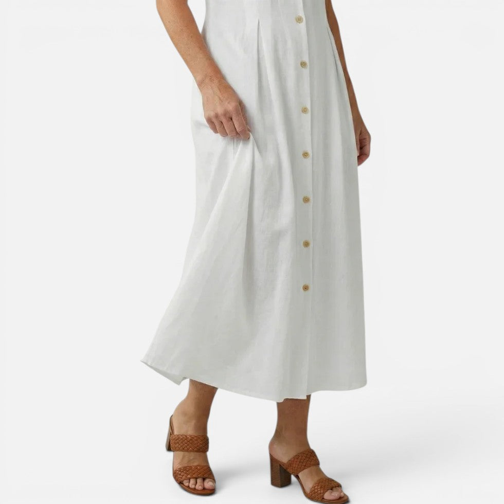 Midikleid Ärmellos Knopfleiste Reverskragen