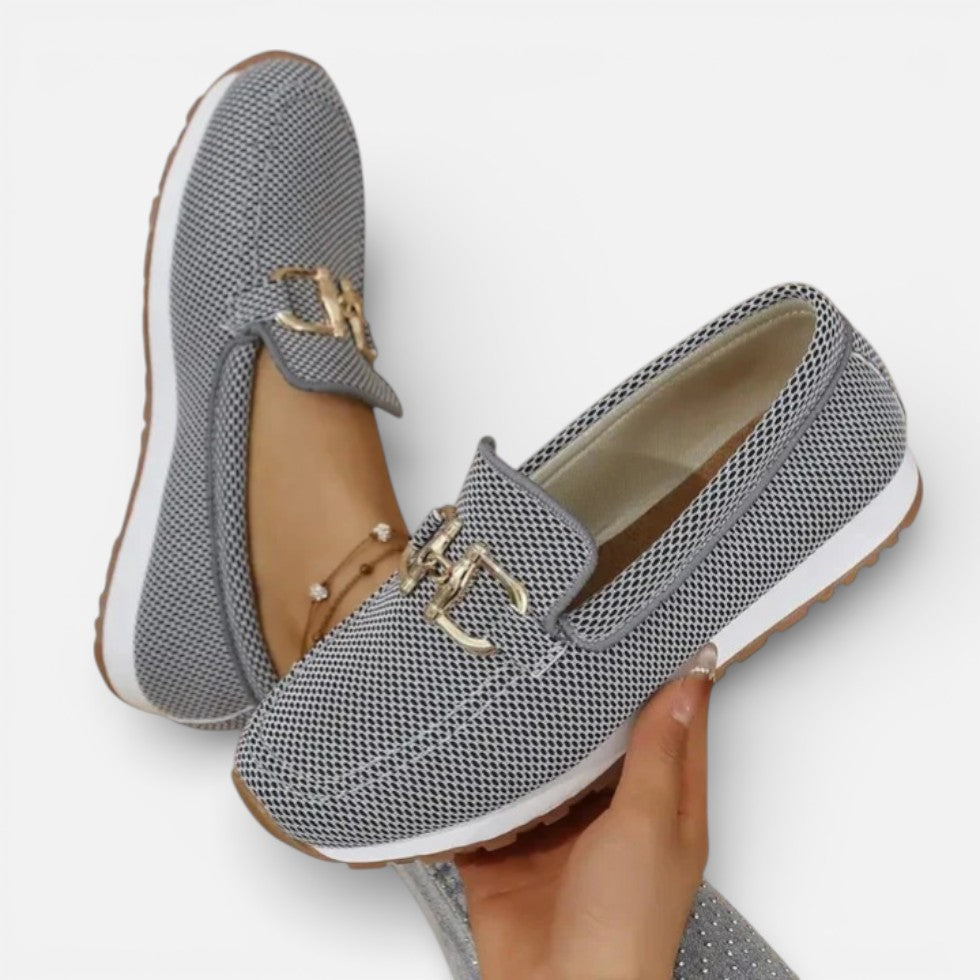 Orthopädische Damen Slipper aus Mesh mit Dekorativer Schnalle