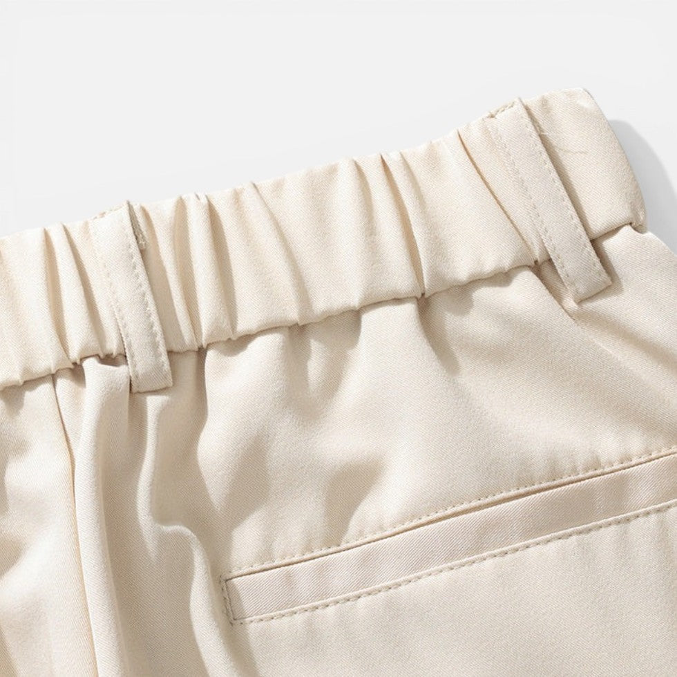 Herren Stoffhose mit Weitem Bein und Elastischem Bund