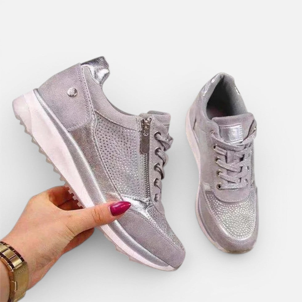 Damen Sneaker mit Reißverschluss und Schnürung
