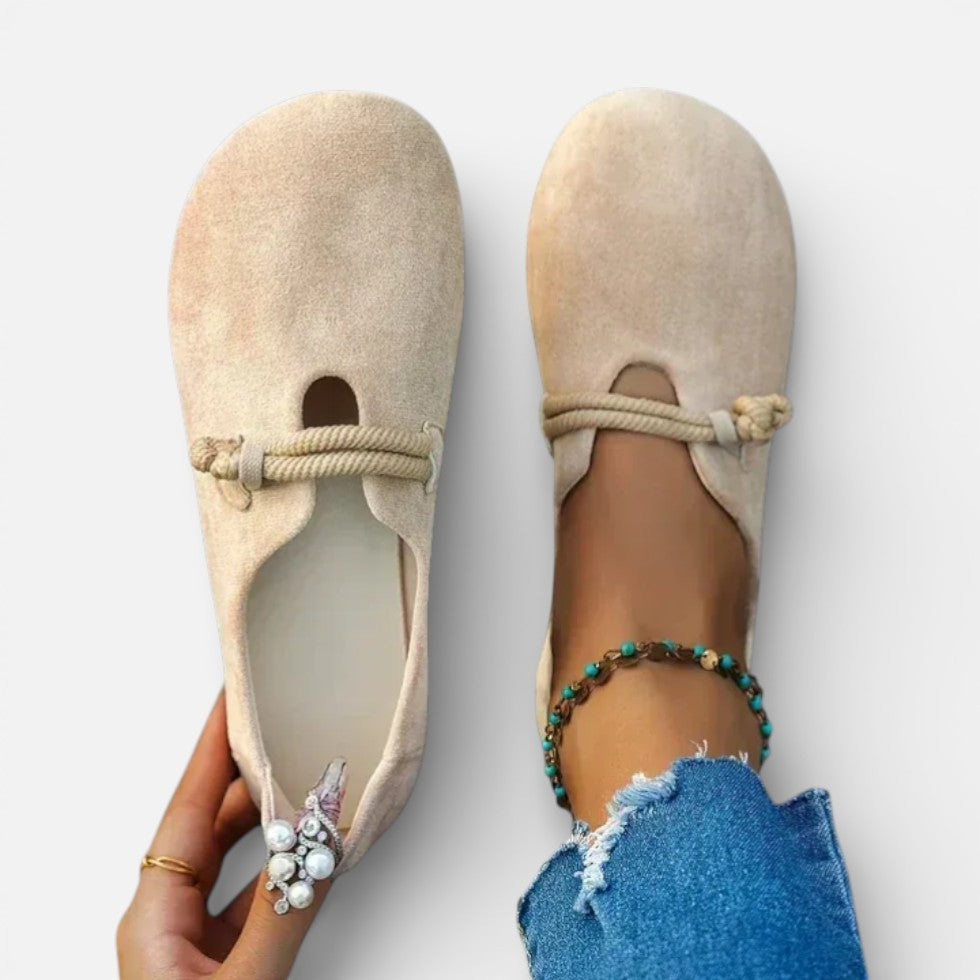 Orthopädische Leichte Damen Stoff Slipper mit Kordelverschluss