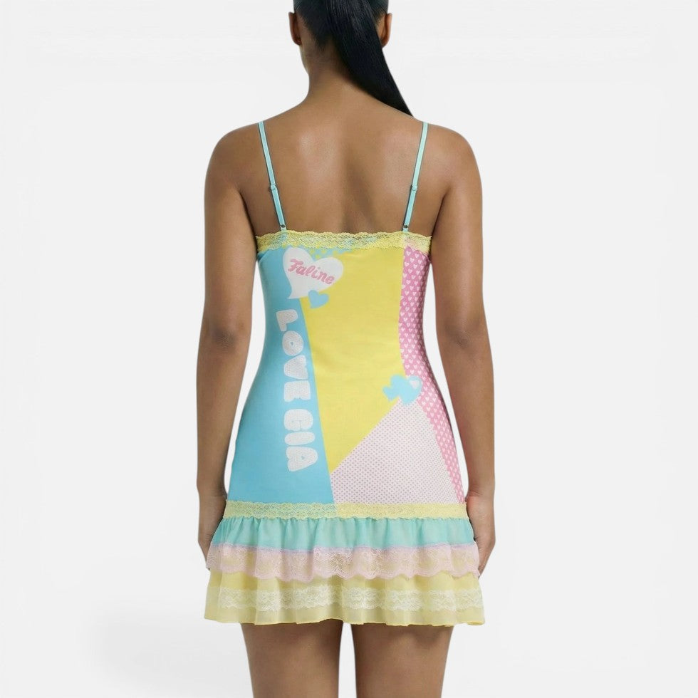 Yvonne | Damen Minikleid Print Spaghettiträger – Bedrucktes Mini Kleid Sommer 2026