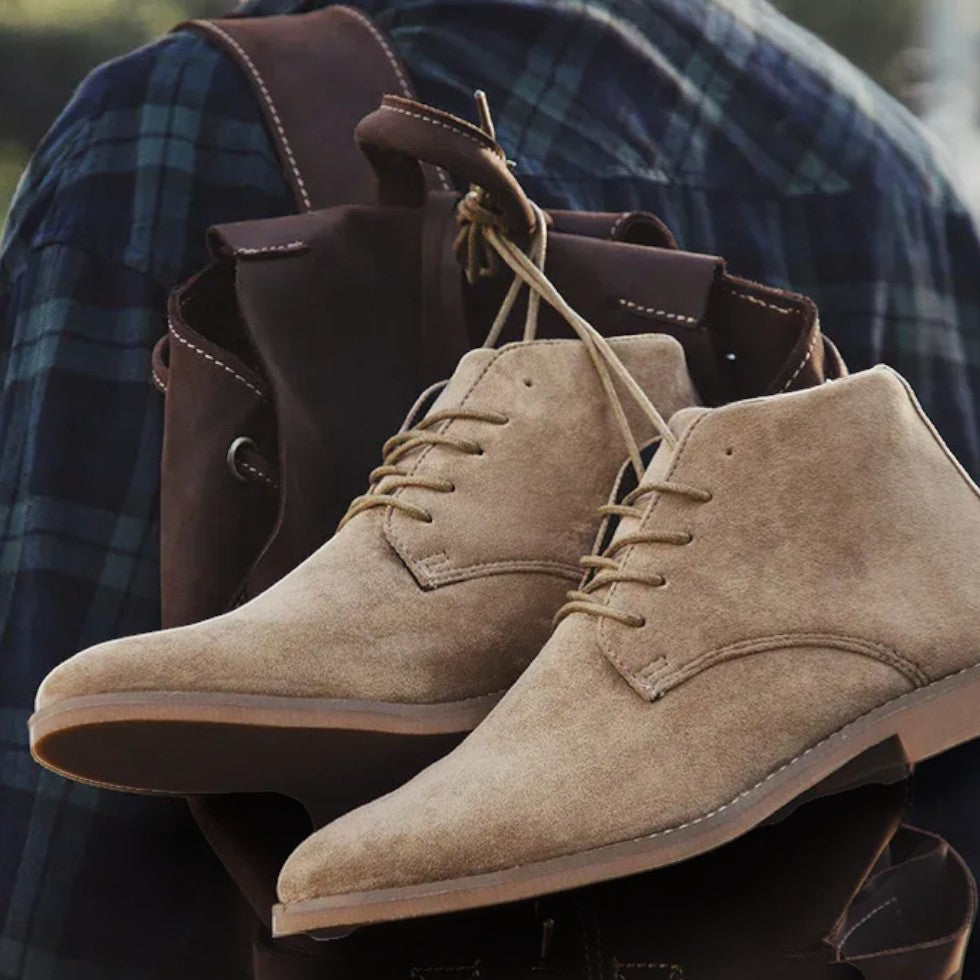Herren Schnürstiefeletten Wildlederoptik