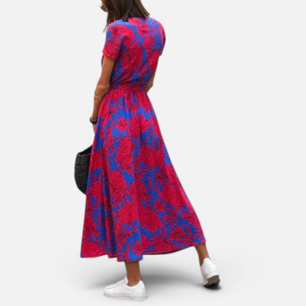 Wickelkleid Midikleid Tailliert Kurzarm Geblümt