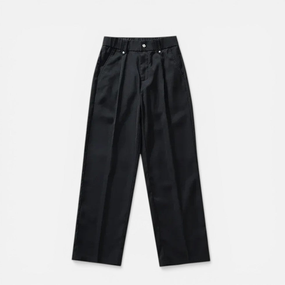 Herren Stoffhose mit Weitem Bein und Elastischem Bund