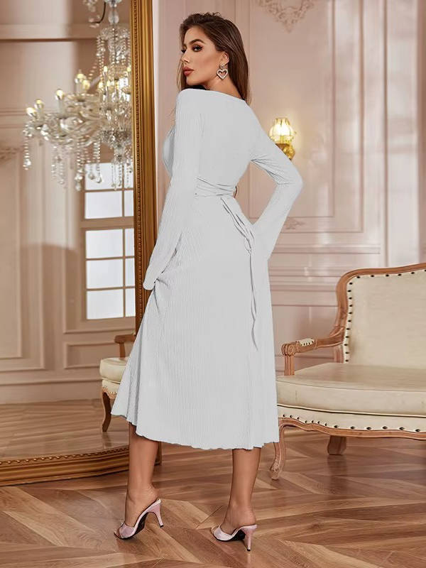Damen Lässig Eckiger Ausschnitt Hochzeitsgast Midikleid