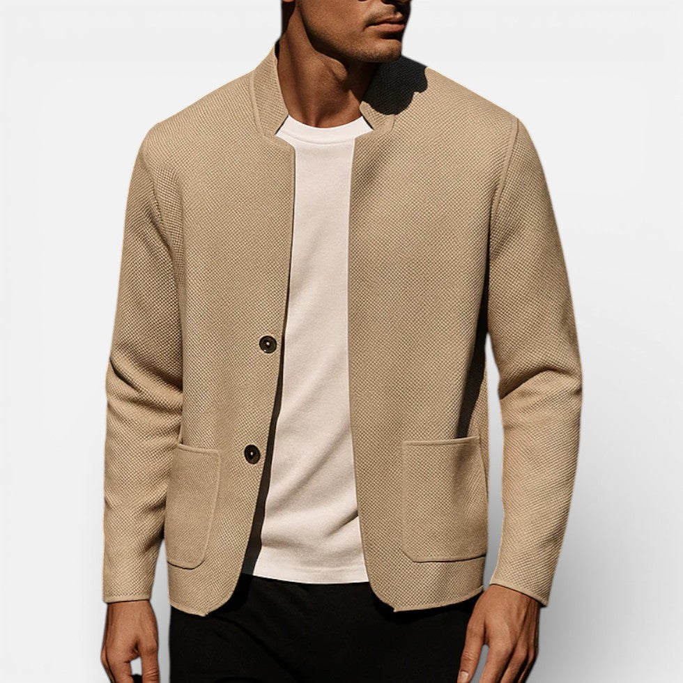 Herren Strickjacke mit Knopfleiste und strukturiertem Stoff