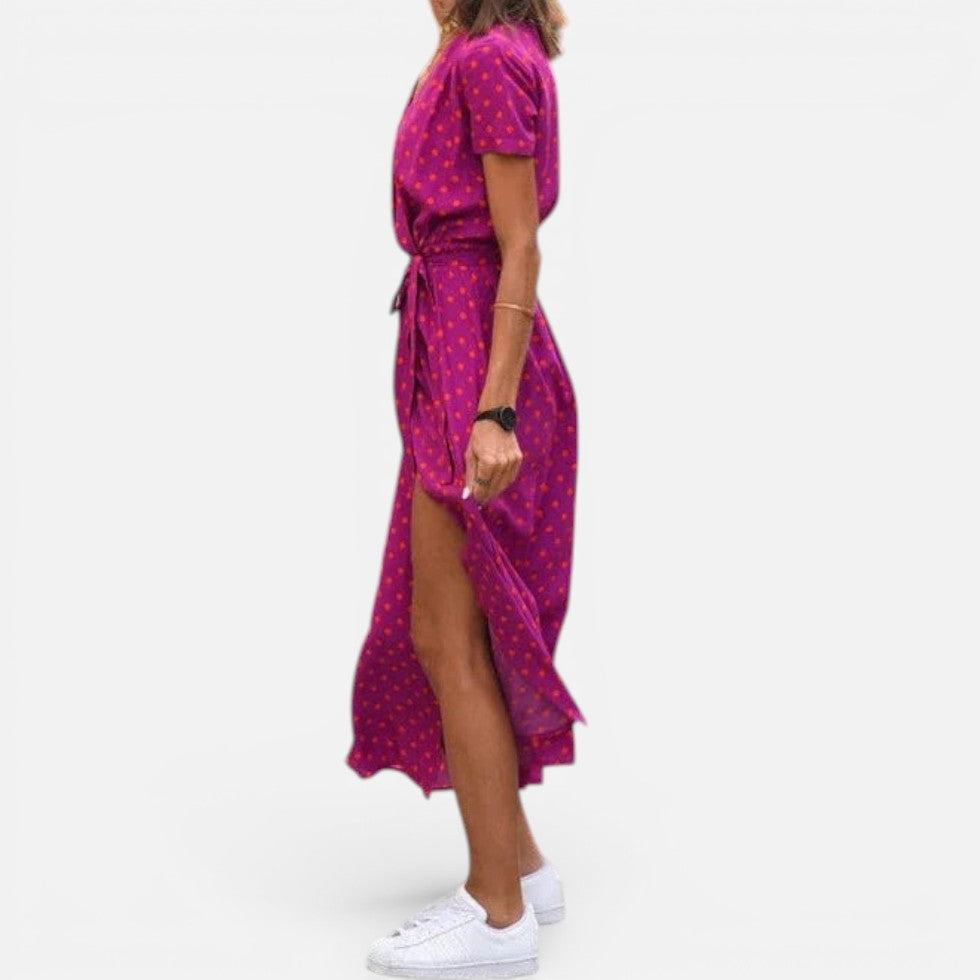 Wickelkleid Midikleid Tailliert Kurzarm Geblümt