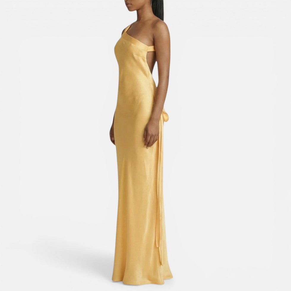 Xenia | Damen One-Shoulder Maxikleid Rückenausschnitt – Schulterkleid Abend 2026