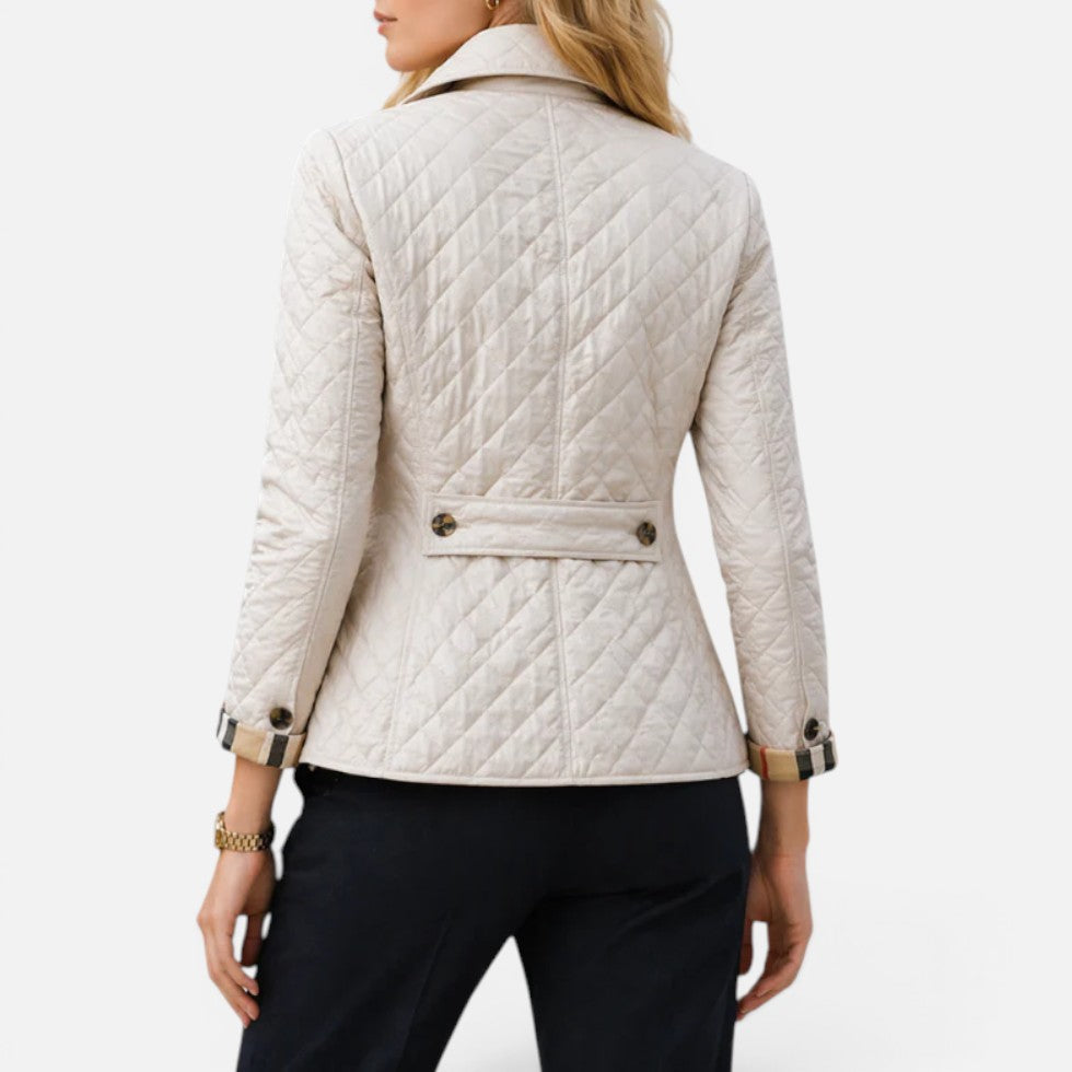 Damen Steppjacke mit Knopfleiste und Stehkragen