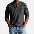 Herren Langarmshirt mit Knopfleiste und Brusttasche