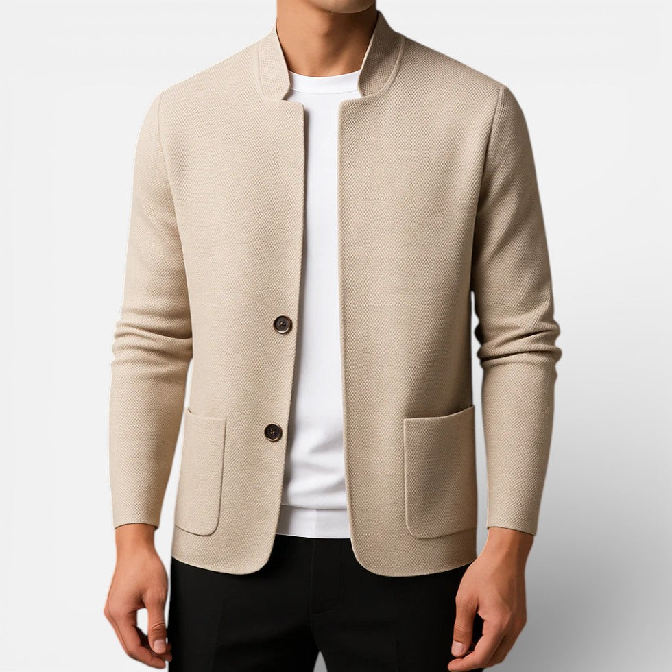 Herren Strickjacke mit Knopfleiste und strukturiertem Stoff