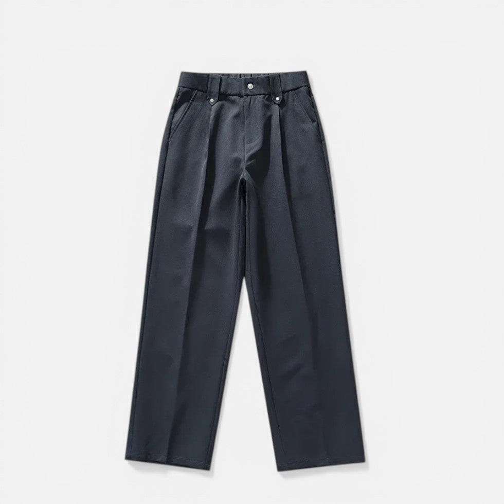 Herren Stoffhose mit Weitem Bein und Elastischem Bund