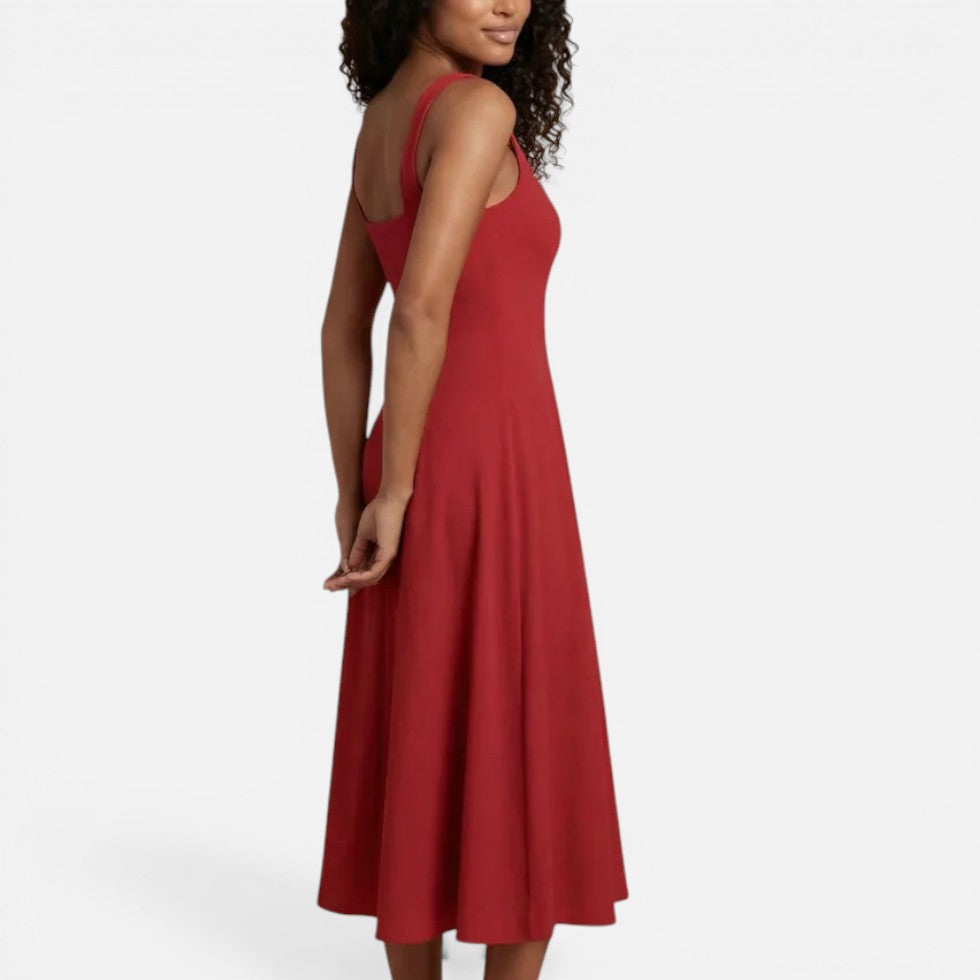 Midikleid für Hochzeitsgäste mit eckigem Ausschnitt und Trägern