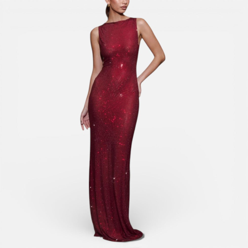 Langes ärmelloses Abendkleid mit schmaler Passform