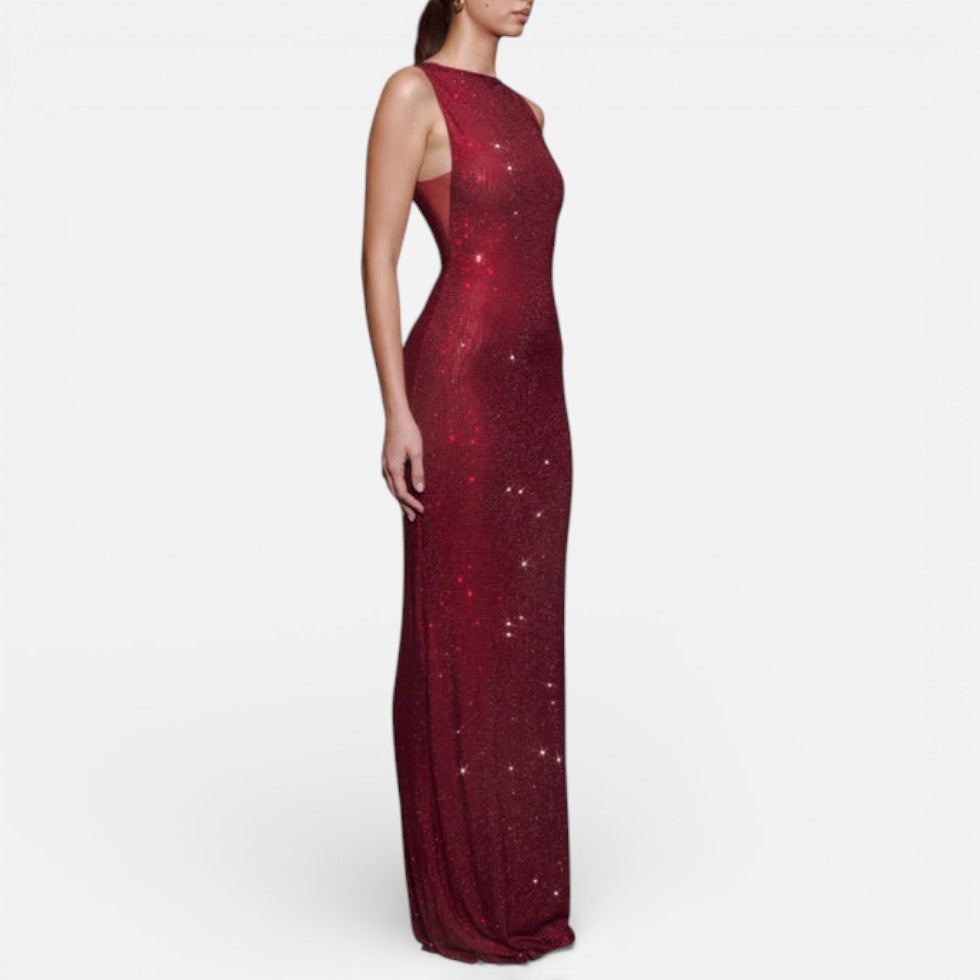 Langes ärmelloses Abendkleid mit schmaler Passform