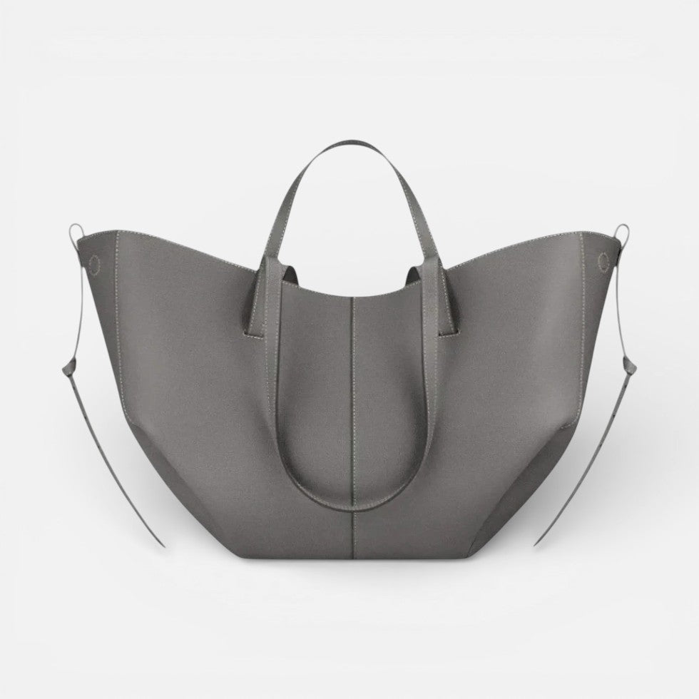 Große Damen Handtasche mit breiten Seiten und Schultergriffen