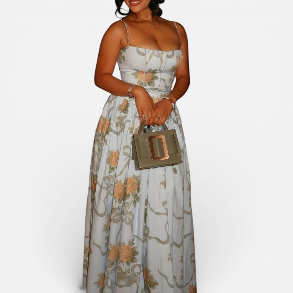 Langes Trägerkleid mit Blumenmuster