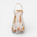 Kurzes Neckholderkleid mit Volants und Blumenmuster
