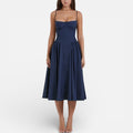 Midikleid mit Korsettoptik und Spaghettiträgern
