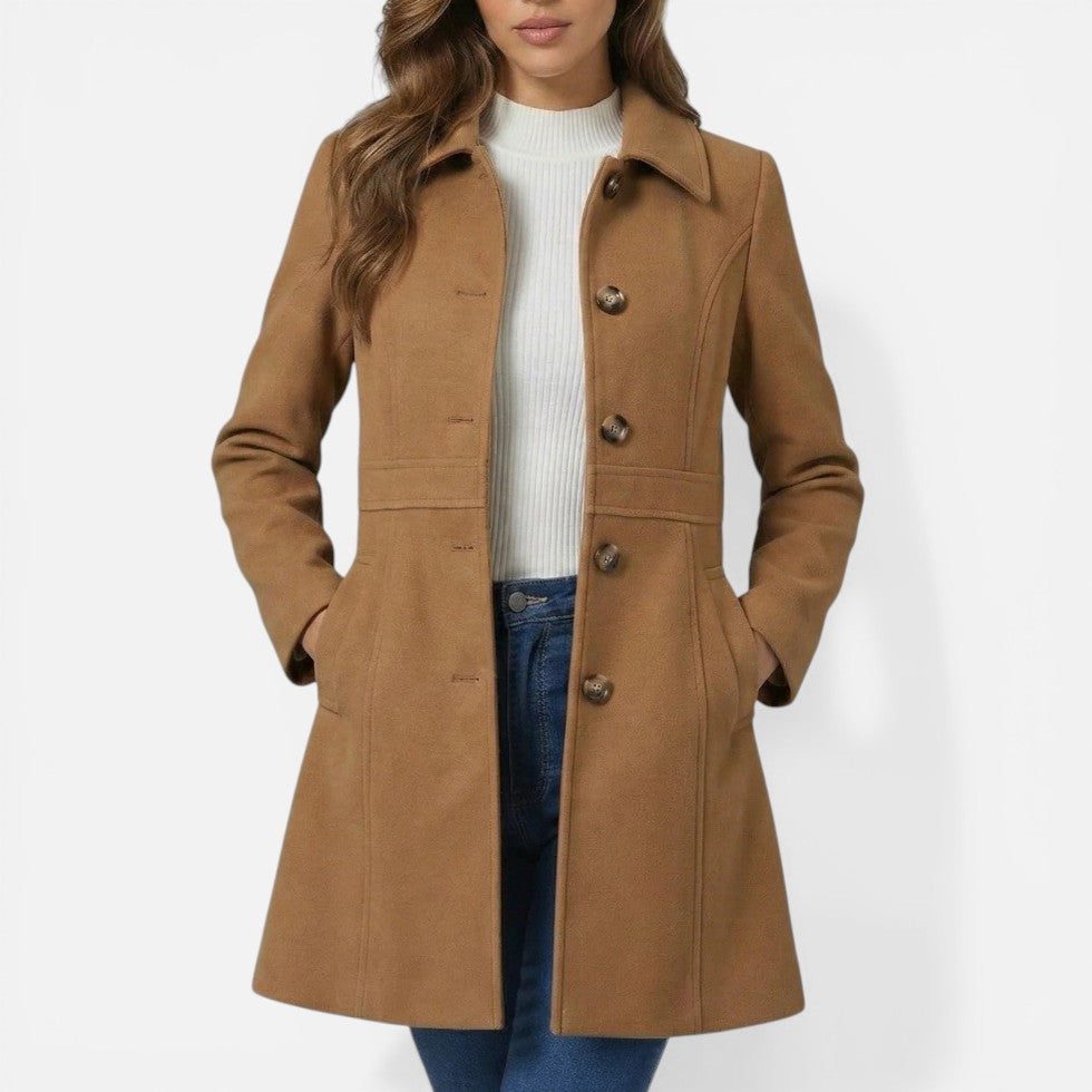 Damen Mantel mit Knopfleiste und tailliertem Schnitt