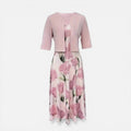Damen Kleid Set mit Blumenmuster und Kurzjacke