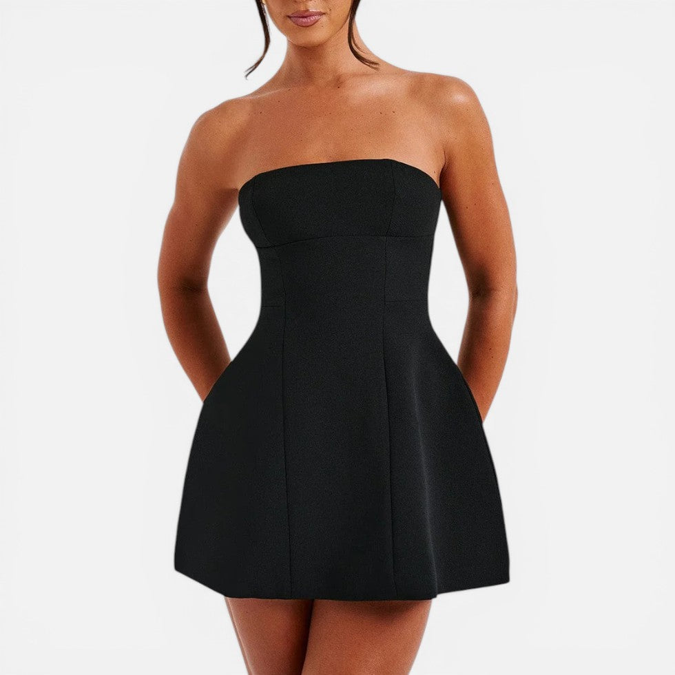 Bandeau Minikleid mit ausgestelltem Rock