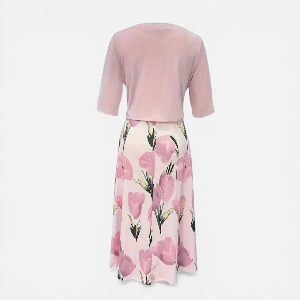 Damen Kleid Set mit Blumenmuster und Kurzjacke