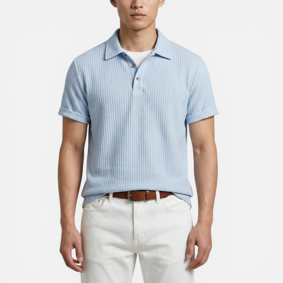 Herren Polo Shirt Kurzarm Strukturstoff