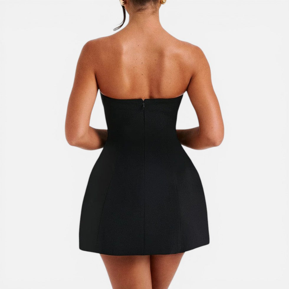 Bandeau Minikleid mit ausgestelltem Rock