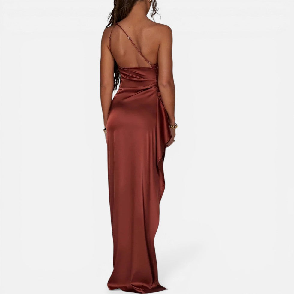 Maxikleid mit One Shoulder Design und hohem Schlitz