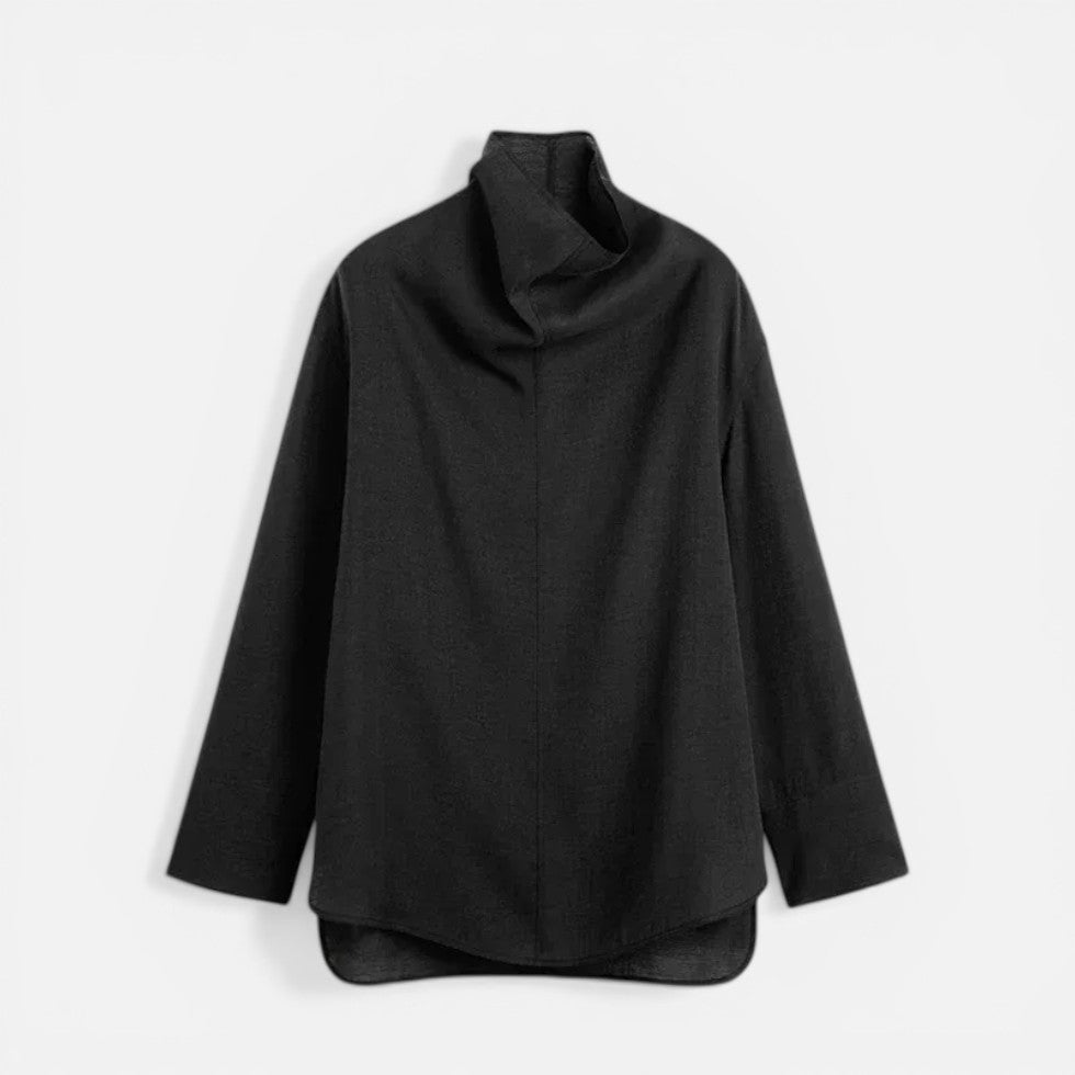 Leinenbluse mit Stehkragen und lockerem Schnitt