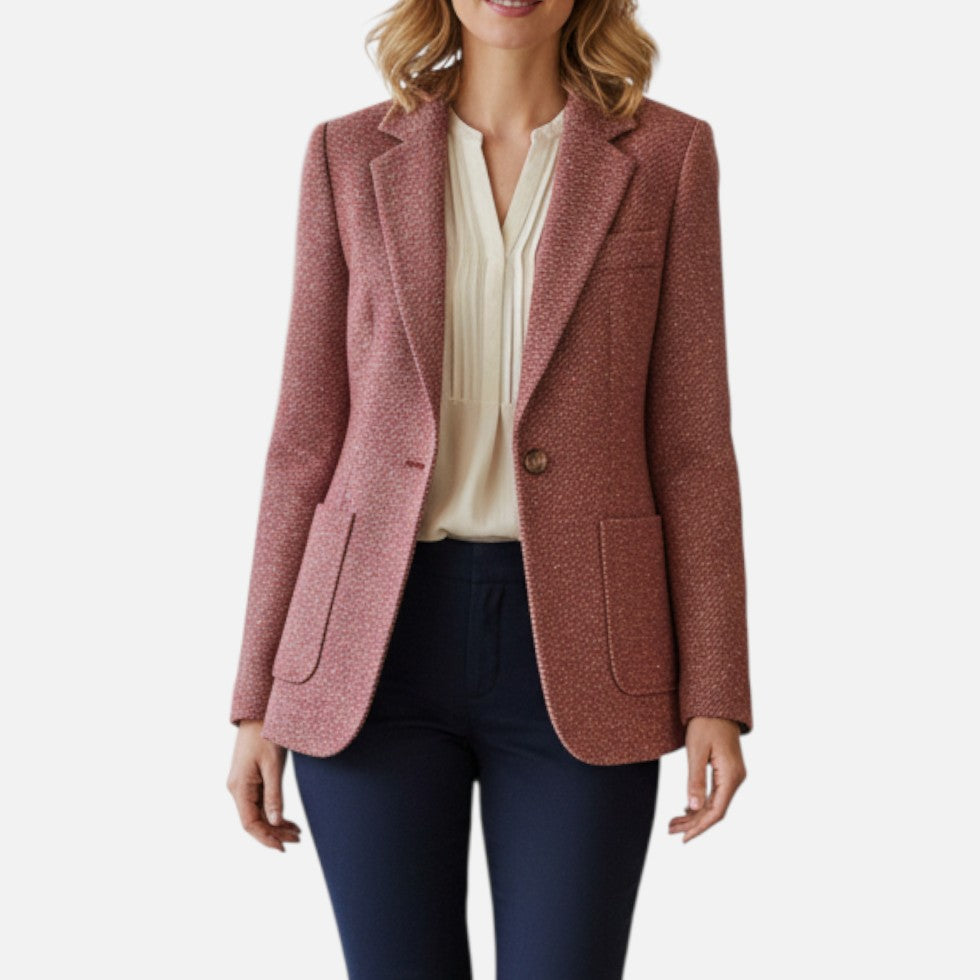 Damen Wollblazer mit Reverskragen und aufgesetzten Taschen
