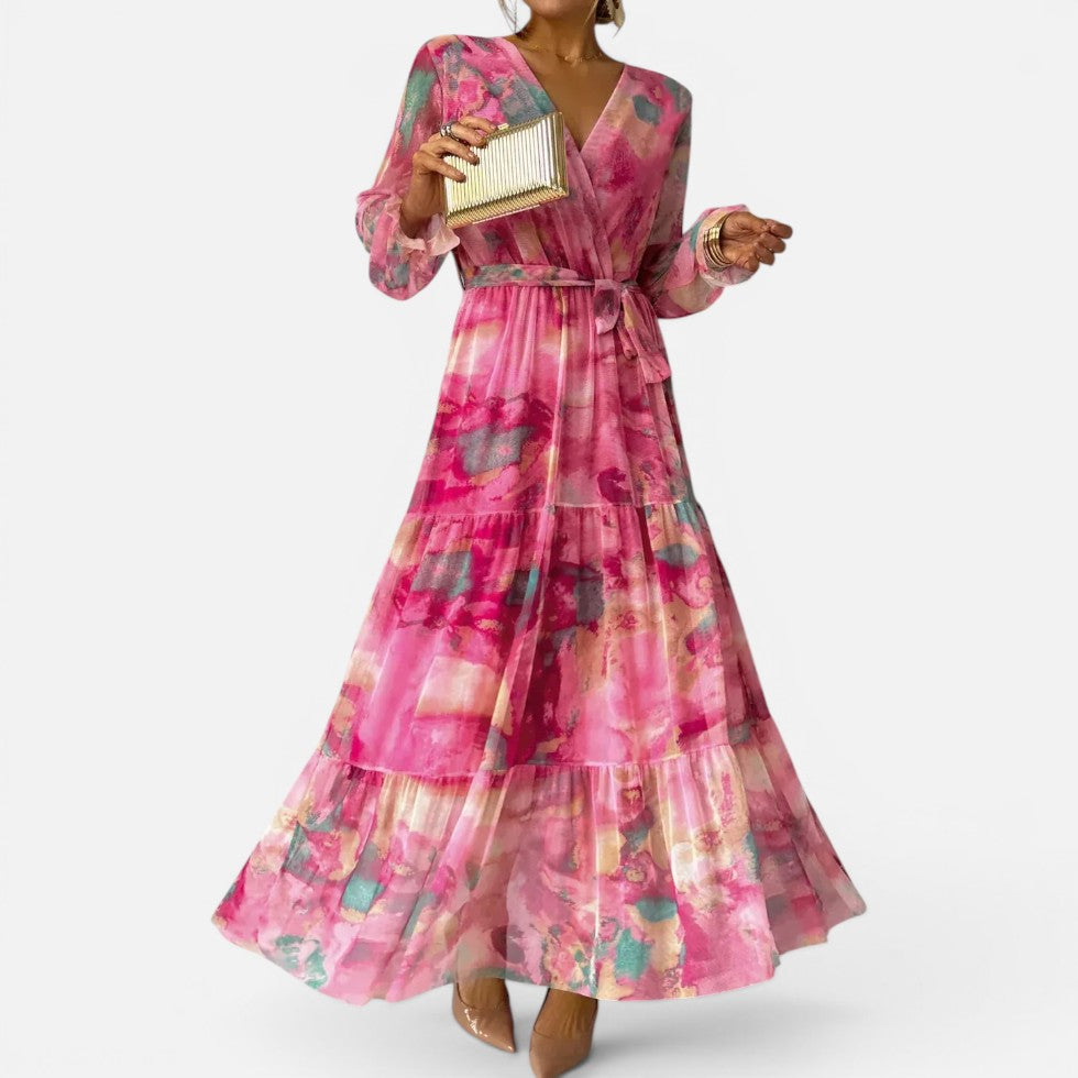 Damen Maxikleid mit V Ausschnitt