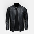 Herren Kunstlederjacke mit Stehkragen und Reißverschluss