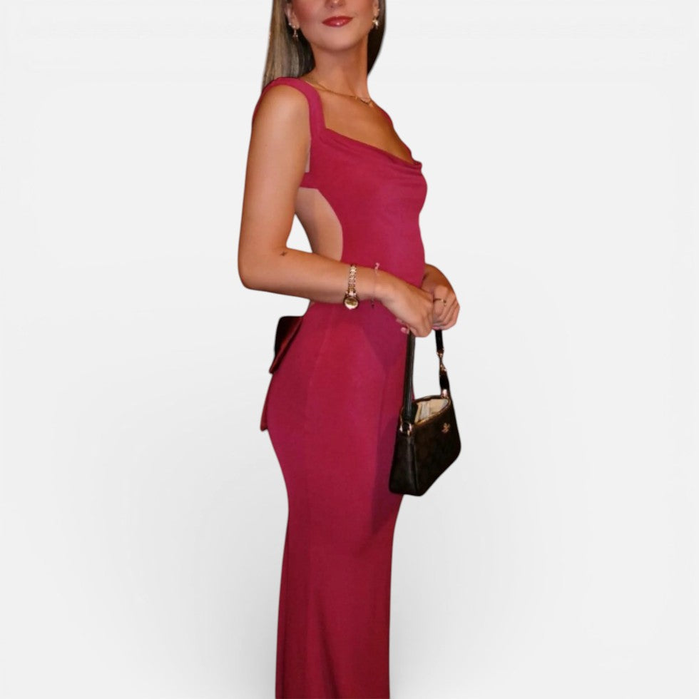 Langes Abendkleid mit Herzausschnitt und Schleife