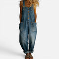 Damen Jeansoverall mit weitem Schnitt und Taschen