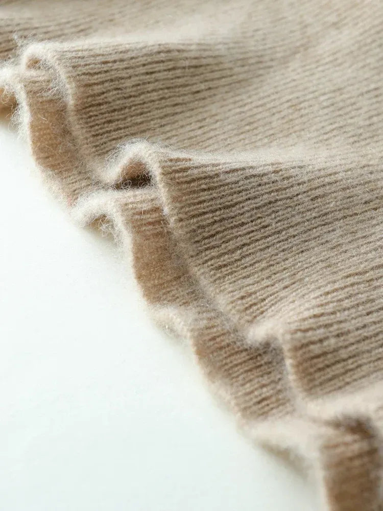 Kaschmir Wickelpullover mit V-Ausschnitt
