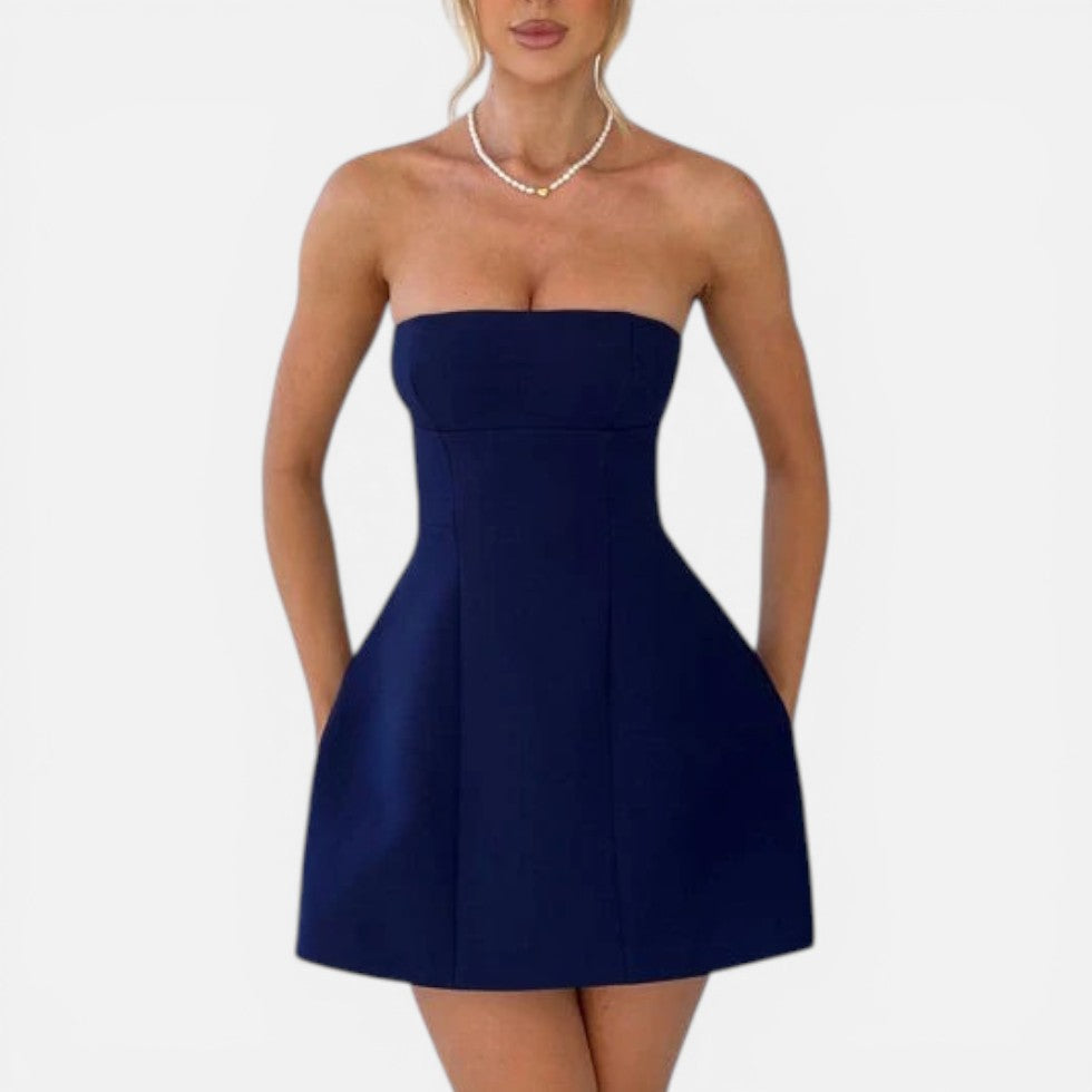 Bandeau Minikleid mit ausgestelltem Rock