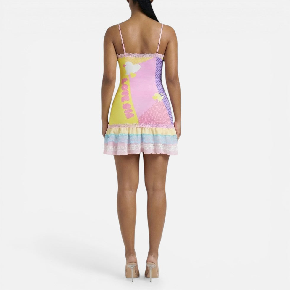 Yvonne | Damen Minikleid Print Spaghettiträger – Bedrucktes Mini Kleid Sommer 2026