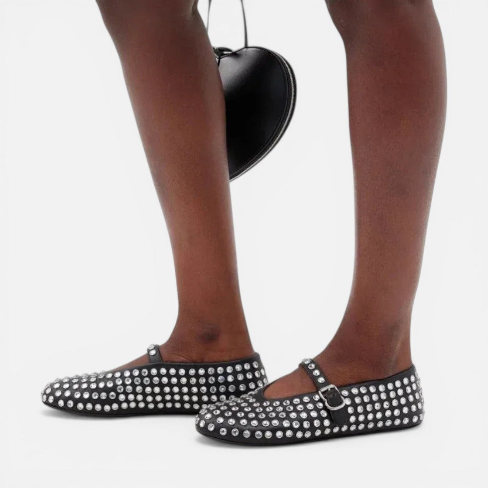Ballerina Schuhe mit Nieten und Riemchen