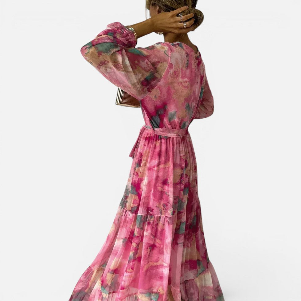 Damen Maxikleid mit V Ausschnitt