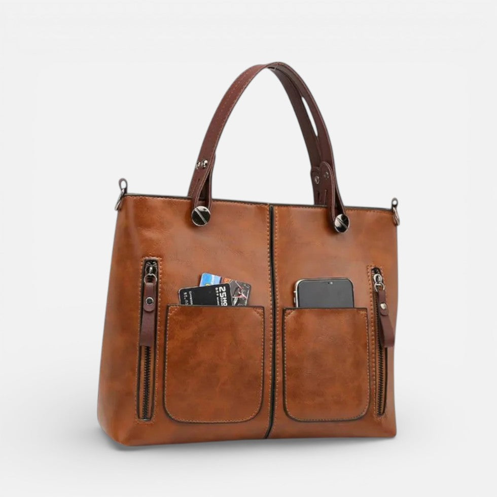 Damen Handtasche mit Schulterriemen und mehreren Außenfächern