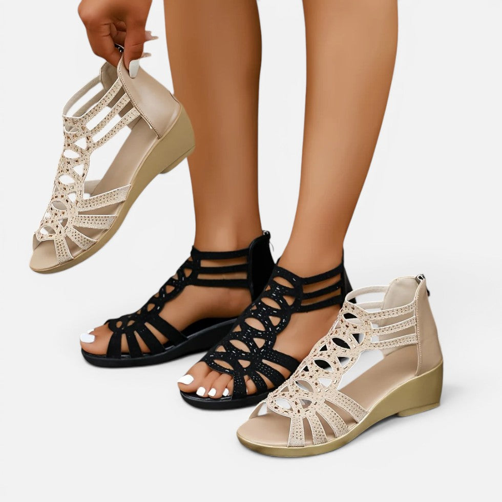 Orthopädische Sandalen Keilabsatz Offene Zehen Cut Out Design