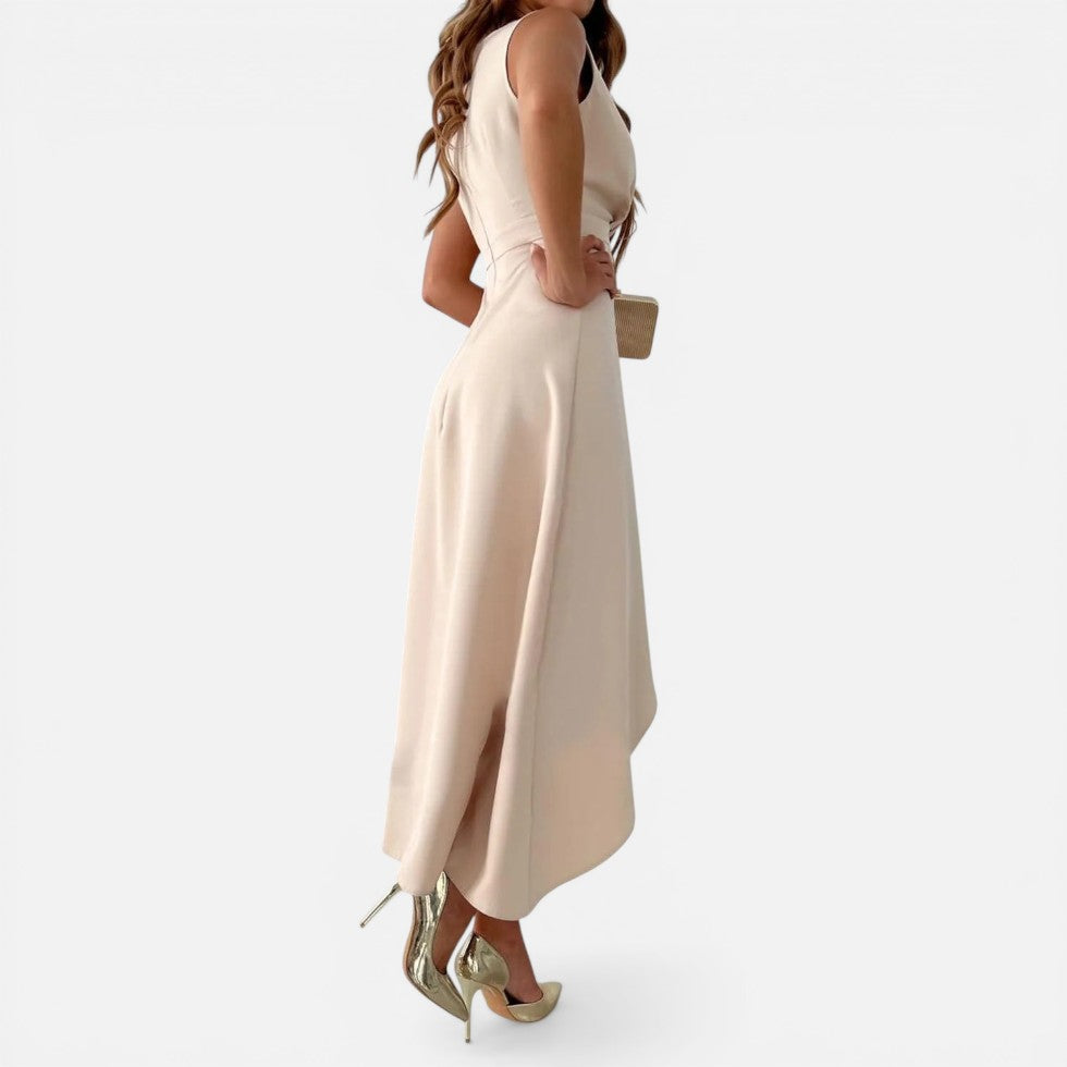 Damen Midikleid mit V Ausschnitt und Wickeloptik