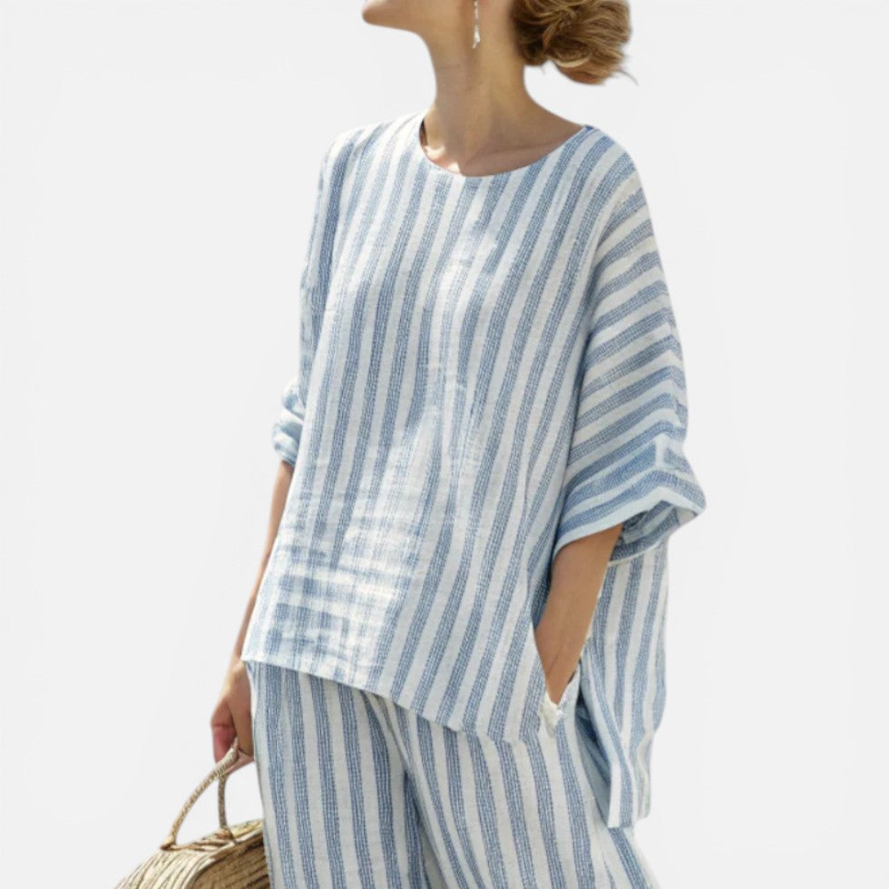 Bärbel | Damen Zweiteiler Streifen Weite Hose – Matching Set Gestreift Sommer 2026