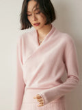 Kaschmir Wickelpullover mit V-Ausschnitt
