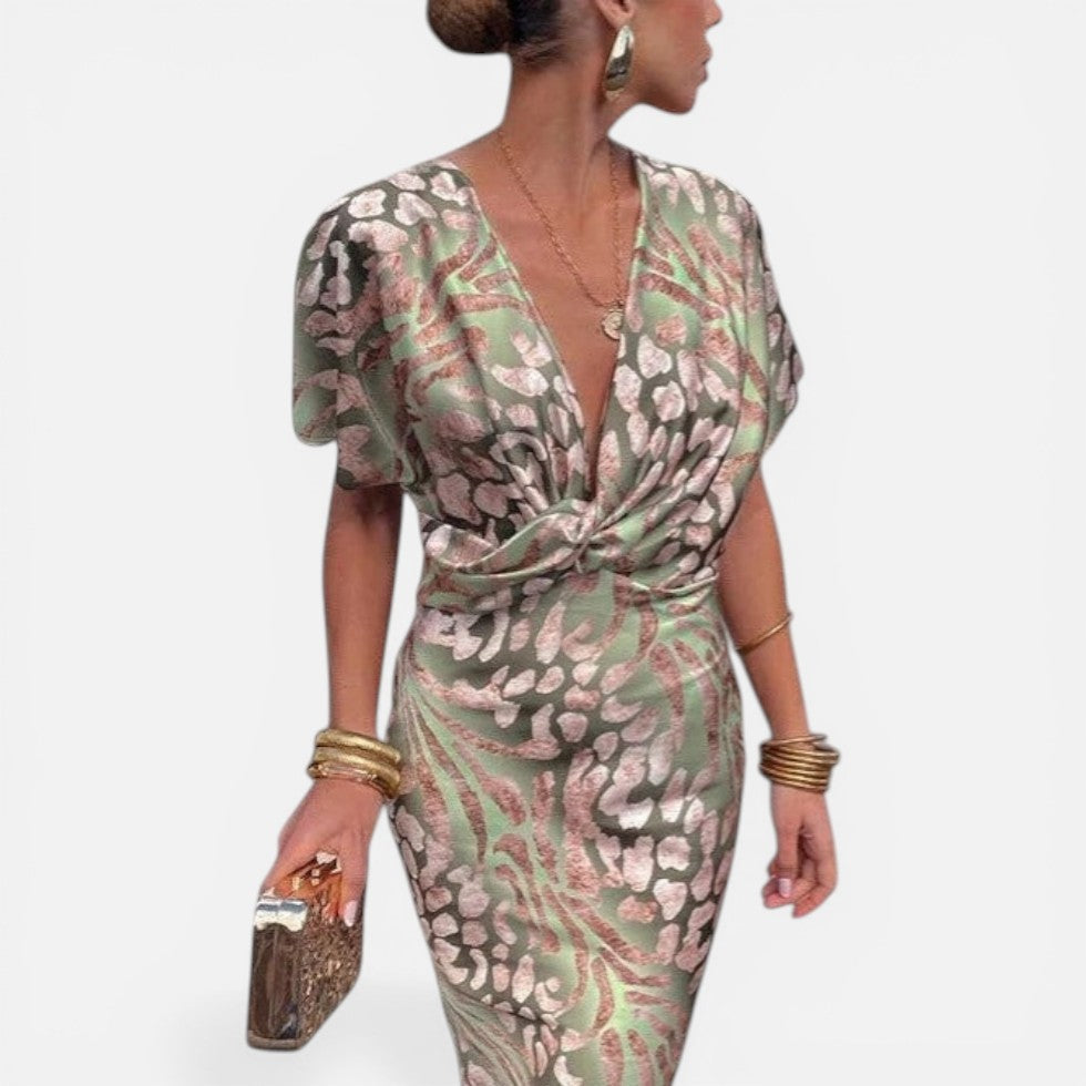 Petra | Damen Maxikleid Wickeldesign V-Ausschnitt – Wickel Maxikleid Sommer 2026